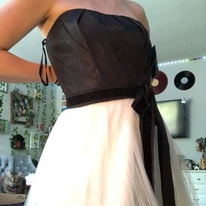 Knee length black and white dress
